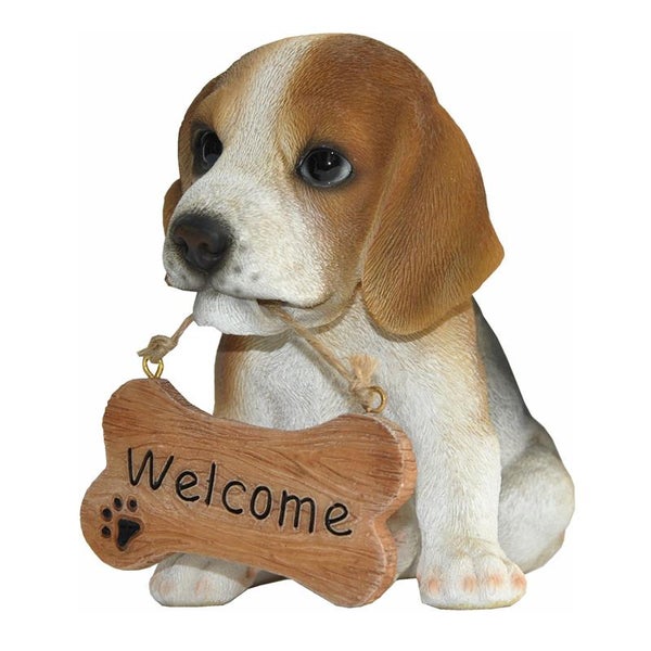 Gartenfigur Dekofigur Hund Beagle Willkommen