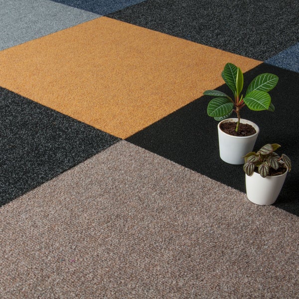 Selbstliegende Filzfliesen anthrazit Nadelfilz Teppichfliesen grau ideal für Büro und Geschäft Nadelvlies Teppichboden als Fliesen in 50x50 cm