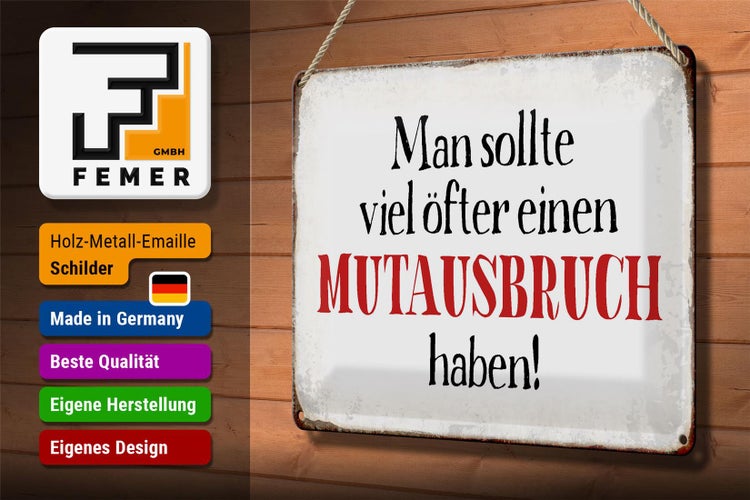 Blechschild Spruch 30x20cm sollte öfter Mutausbruch haben