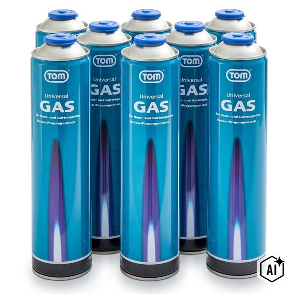 Set von Tom Universal Gas Kartuschen mit Butan und Propangemisch fuer Haus und Gartengeraete