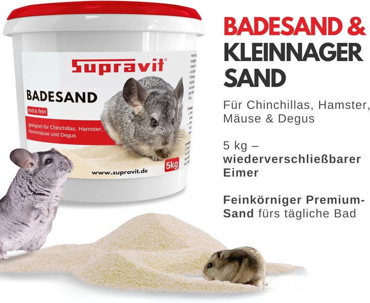 Supravit Badesand für Kleinnager im wiederverschließbaren Eimer