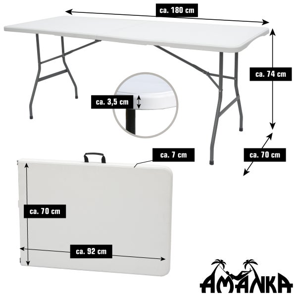 AMANKA Bierzeltgarnitur für 8 Personen - 180 x 70 cm Esstisch Set mit 2 Bänken - Kunststoff Weiß