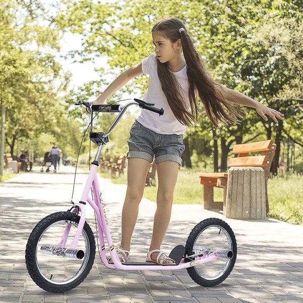 HOMCOM Kinderroller, L143 x B58 x H92-100 cm, Stahl, Gummi, Rosa