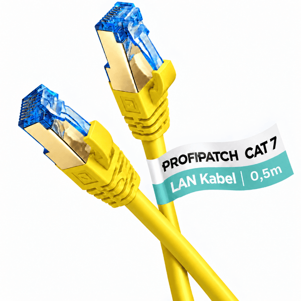 Profipatch Kategorie 7 LAN Kabel mit zwei RJ45 Steckern, Laenge 0,5 Meter