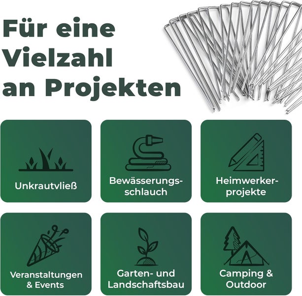 Erdanker aus Metall für Unkrautvlies, Bewässerungsschläuche, Heimwerkerprojekte, Veranstaltungen, Garten- und Landschaftsbau sowie Camping.