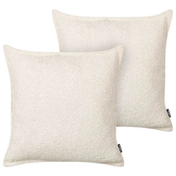 Dekokissen 2er Set SENECIA Bouclé 45 x 45 cm Hellbeige Ohne Muster