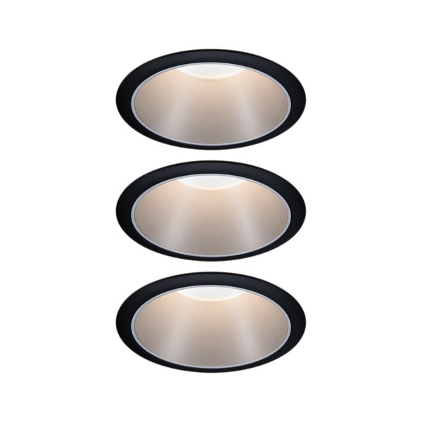 LED Einbauleuchte 3-Step-Dim Cole Coin 3er-Set IP44 rund 88mm Coin 3x6W 3x470lm 230V dimmbar 2700K Schwarz, Silber matt