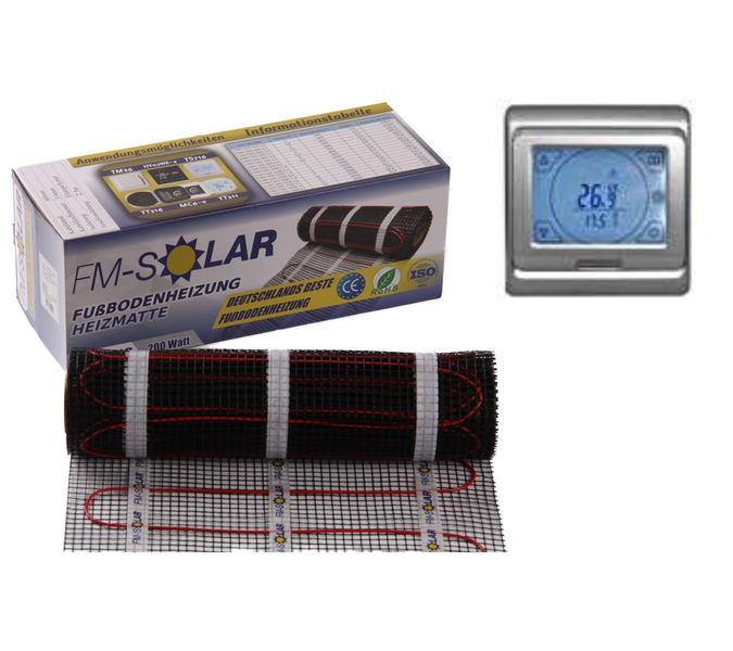 FM Solar Fußbodenheizung Heizmatte mit Thermostat in Verpackung