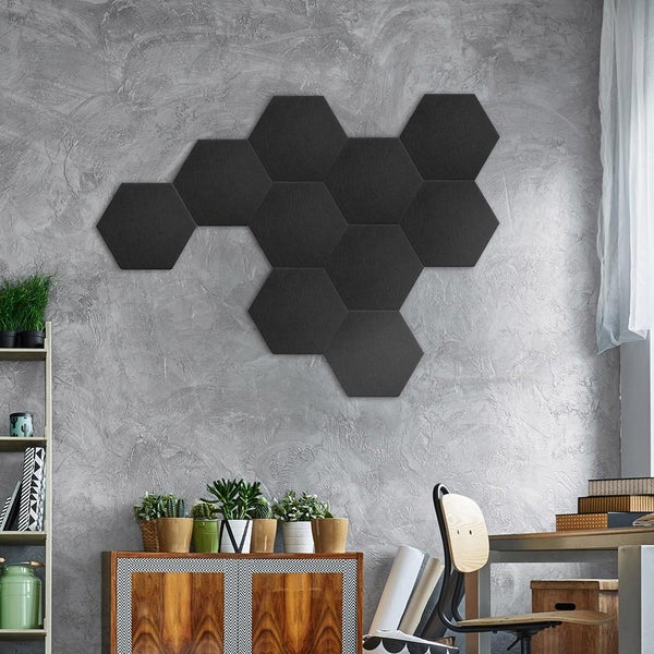 Home Deluxe Akustikplatten Hexagon selbstklebend SILENT - Schwarz, 15er Set | Schallschutzplatten, Wanddekoration, Schallabsorber, Akustik Paneel