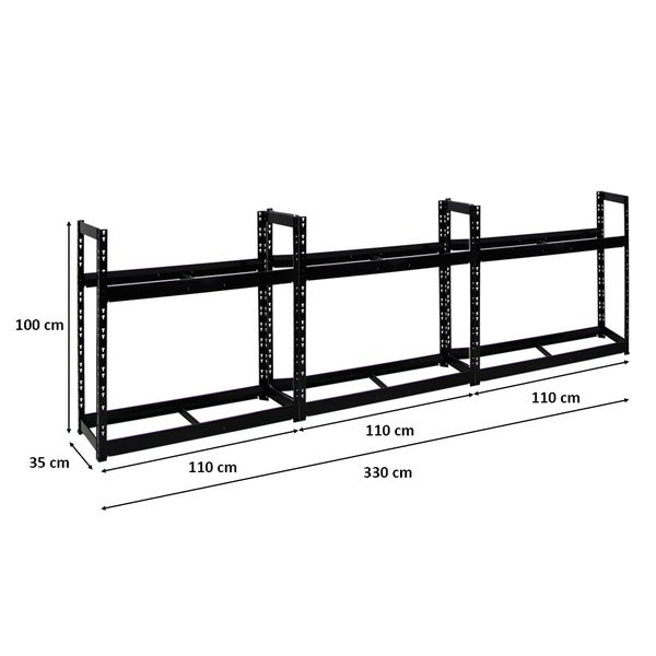 Mega Deal | 3x Reifenregal Tiger | HxBxT 100x110x35cm | 150kg Fachlast | bis zu 24 Reifen | mit Ebenen | Schwarz