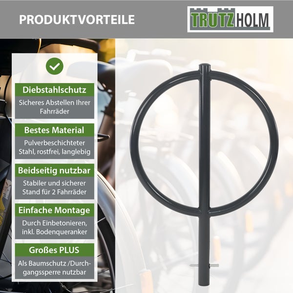 Fahrradanlehnbügel 115 x 76 cm Stahl pulverbeschichtet Ø 60 mm zum Einbetonieren Parker Anthrazit            Typ O