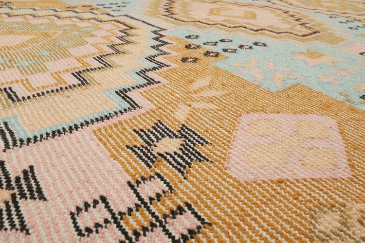 Kelim Teppich Bunt meliert aus Wolle Mayenne Green Looop 80x150 cm