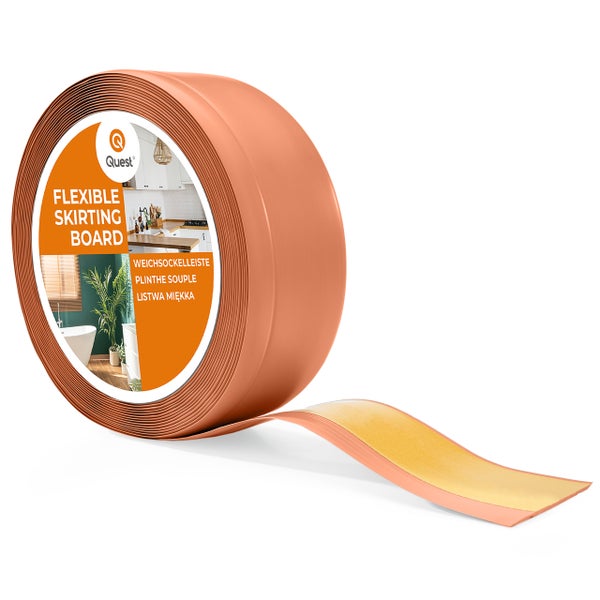 Quest Weichsockelleiste, Breite Sockelleiste 70 x 20 mm, PVC Knickleiste für Wand, Boden, Flexibel, Ziegelfarbe, 15 Meter