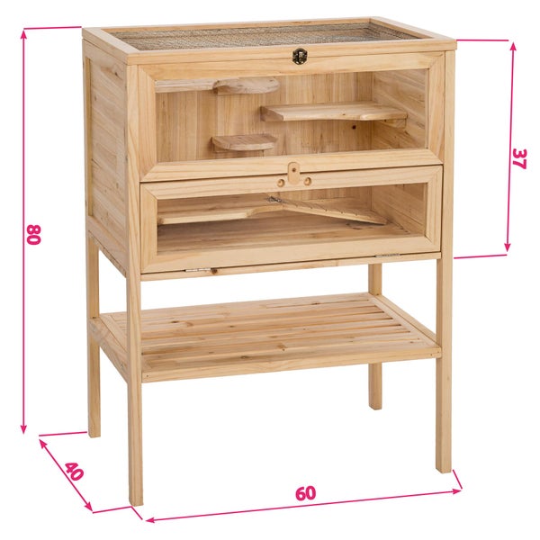 Kleintierkäfig tectake Binki 60 x 40 x 80 cm aus Holz braun