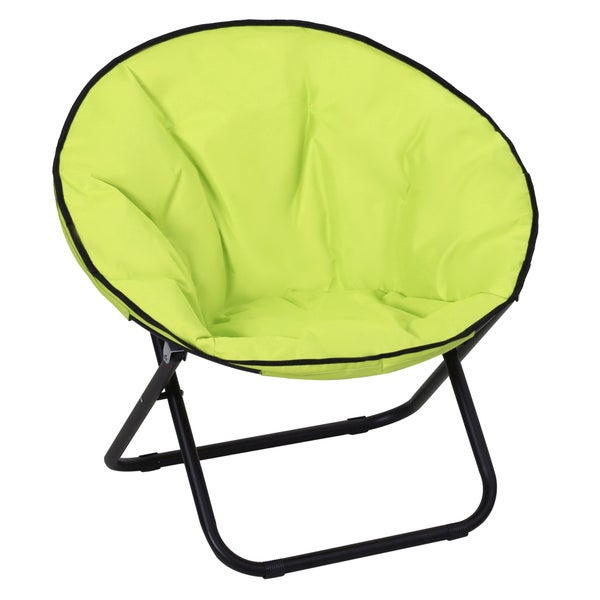 Outsunny Campingstuhl Faltbar Campingsessel mit Lehne, Klappstuhl bis 120kg, gepolstert Moonchair Extra Breit, Faltsessel Outdoor Stuhl für Garten, Balkon, Camping, Gelb