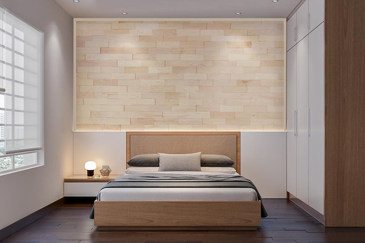wodewa Wandverkleidung Holz 3D Optik Ahorn, natur, 400, selbstklebend 1m² Wandpaneele Moderne Wanddekoration Holzverkleidung Holzwand Wohnzimmer Küche Schlafzimmer