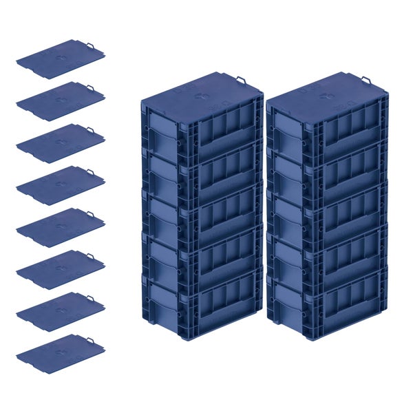 PROREGAL VDA KLT Kleinladungsträger Mit Verbundboden und Auflagedeckel HxBxT 14,7 x 20 x 30 cm 5,3 Liter KLT Transportbox Transportbehälter Stapelbehälter