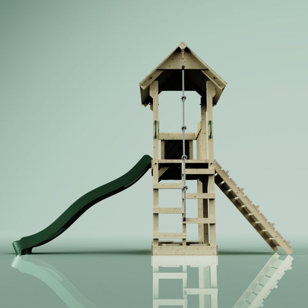 Spielturm mit Rutsche, Strickleiter und Leiter für Kinder