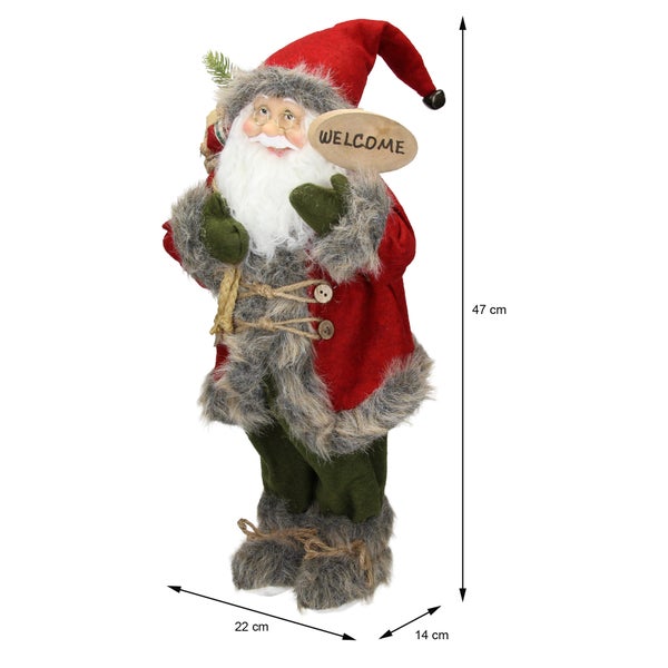 ECD Germany Weihnachtsmann aus Polyresin, 22 x 14 x 47 cm, Rot, Grün, Winter Tischdeko, Winterdeko, Weihnachten Figur, Dekoration, Santa Claus, Nikolaus, Deko-Figur, Weihnachtsdekoration