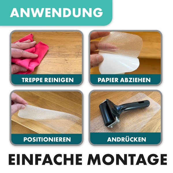 FLOORDIREKT Antirutschstreifen - für Treppenstufen - Selbstklebend - Henri - 10 x 60 cm - 15 Stück