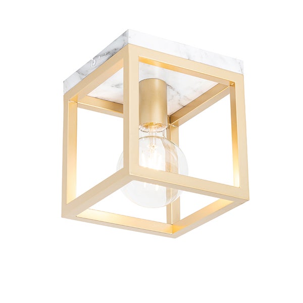 Industrielle Deckenlampe Gold mit Marmor - Cage