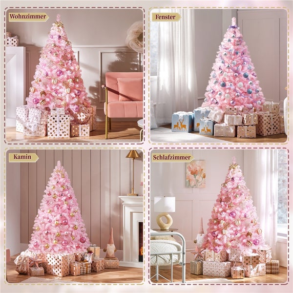 Yaheetech 154 cm Künstlicher Weihnachtsbaum , Rosa