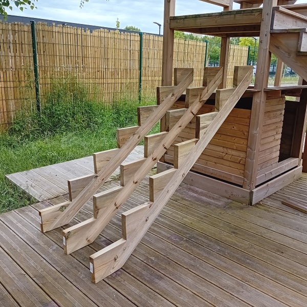 3er Set Treppenwange 7 Stufen aus KDI Holz für Gartentreppe, Außentreppe, Terrassentreppe n-Höhe 119cm