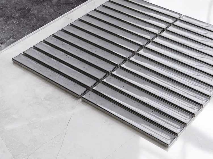 Keramikmosaik auf Netz für Bad oder Küche 29.5cm x 30cm - Grey Piano