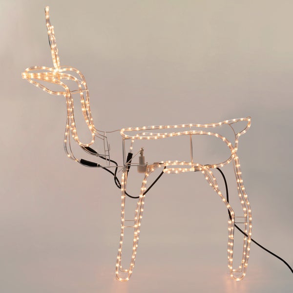 ECD Germany LED Magic animiertes Rentier mit motorgesteuertem hin und her bewegegenden Kopf 85 x 98 cm, Warmweiß, IP44 Außen/Innen, Elch, Weihnachtsbeleuchtung Weihnachtsdeko Weihnachten Lichtschlauch