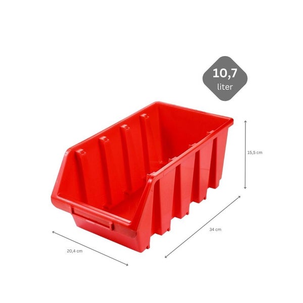 PROREGAL SuperSparSet 10x Sichtlagerbox 4 HxBxT 15,5 x 20,4 x 34 cm Polypropylen Rot