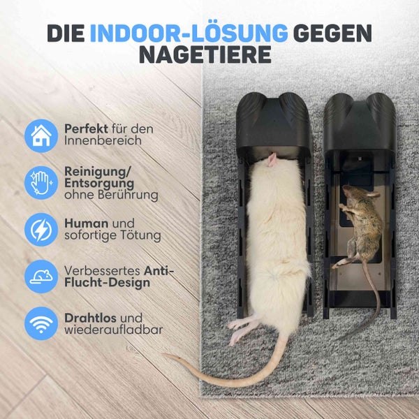 Vulpes Goods Elektrische Mausefalle Pro – Effektive Mausefalle für den Innenbereich – Kabellos & Wiederaufladbar – Sicher