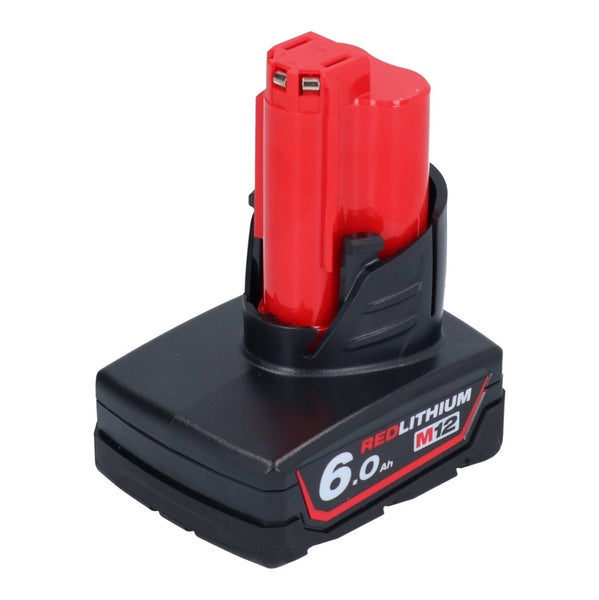Milwaukee M12 RedLithium Akku mit 6,0 Ah Kapazität, 12 Volt Lithium-Ionen-Akkupack für Elektrowerkzeuge.