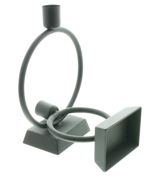 FRANK FLECHTWAREN | Stabkerzenhalter Ring, 2er Set, METALL, 9,5 x 6,5 x 14,5 cm, 14,5 x 6,5 x 19 cm