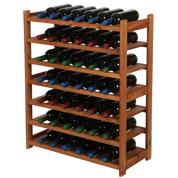 PROREGAL Weinregal SPREEWALD HxBxT 86x70x33cm 42 Flaschen auf 7 Ebenen Massives Kiefernholz Braun geölt