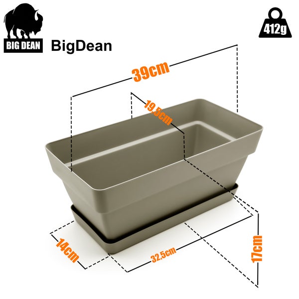 BigDean 3 Stück Blumenkasten 39 cm aus bruchfestem Kunststoff in Mokka – Balkon Pflanzkasten für innen & außen geeignet – Made in Europe