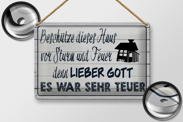 Blechschild Spruch 30x20cm beschütze dieses Haus vor Sturm