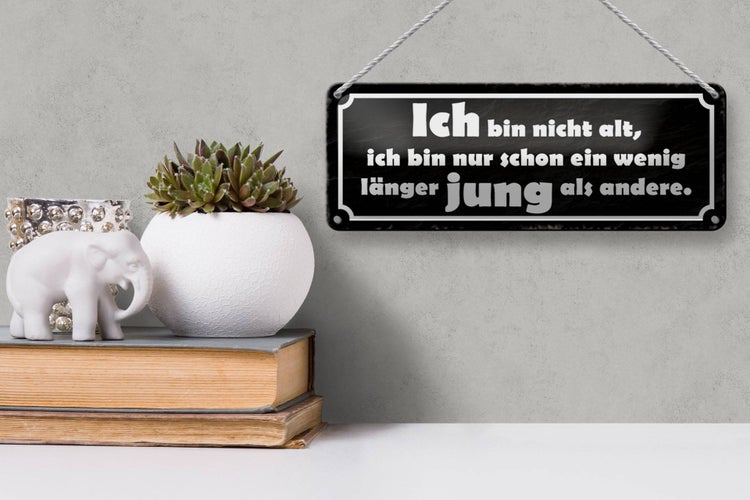 Blechschild Spruch 27x10cm bin nicht alt bin länger jung Dekoration