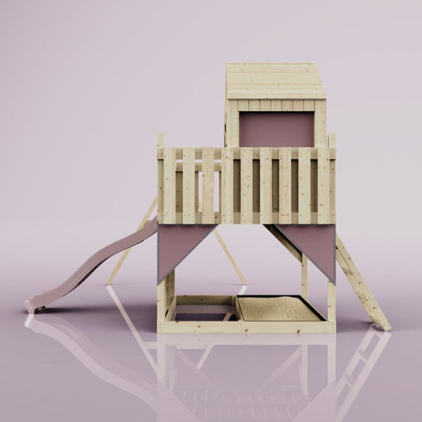OutdoorToys Spielturm Lasse aus Holz in Rosa Kinderschaukel