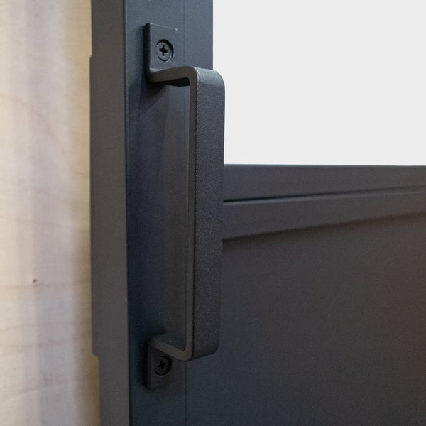 Loftschiebetür Doppelflügelig 2050x2200mm satiniert Stahl in schwarz, Komplettset