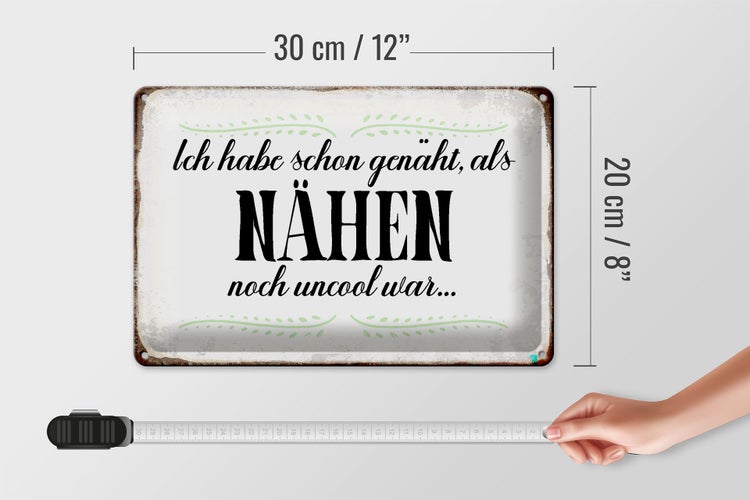 Bechschild Spruch 30x20cm habe schon genäht als Nähen noch