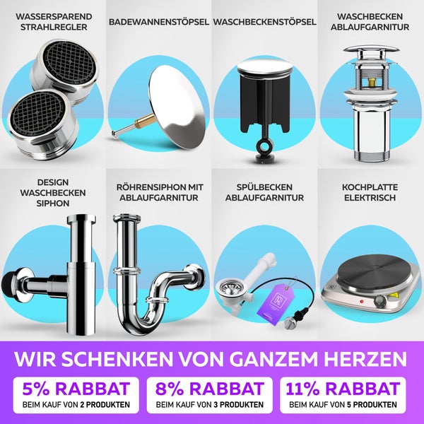 M. ROSENFELD HOME Badewannenstöpsel Universal Ø 72 Premium - Stöpsel Badewanne Chrom aus Messing mit Doppel Dichtung - Rostfrei Badewannen Stöpsel Verschluss Badezimmer zubehör