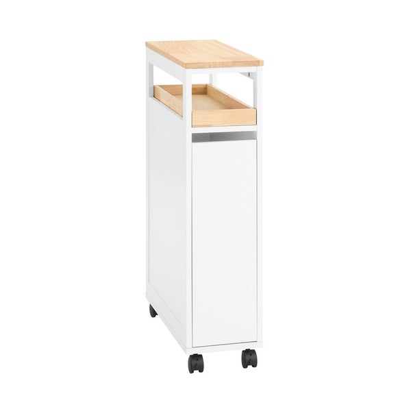 Schmaler Küchenwagen mit Schublade, Tür und Rollen