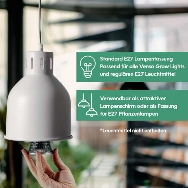 Venso EcoSolutions E27 SAGA Lampenschirm Grau, LED Pflanzenlampe E27 Pflanzenleuchte, LED Wachstumslampe, Anzuchtlampe Gemüse, Pflanzenlicht, Lampenschirm Anthrazit