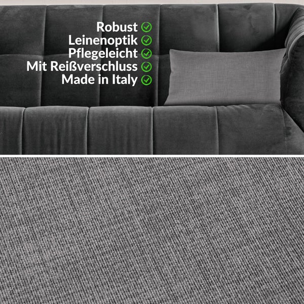 Kissenhülle Grau  30x50cm ohne Füllung Leinenoptik