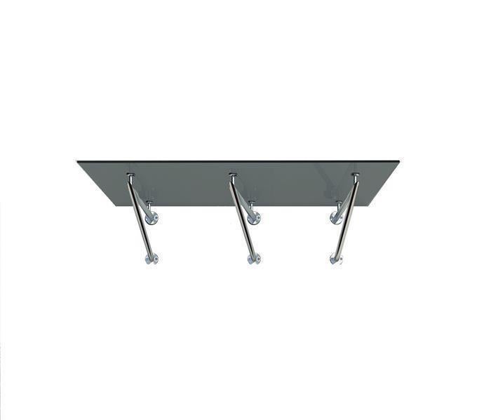 BuyLando (3V) 200x90 cm Grauglas Glasvordach inkl. Edelstahlhalter gebürstet