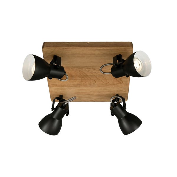 Deckenleuchte Spotleuchte Schwenkbar GU10 35 W schwarz Holz-Metall Briloner