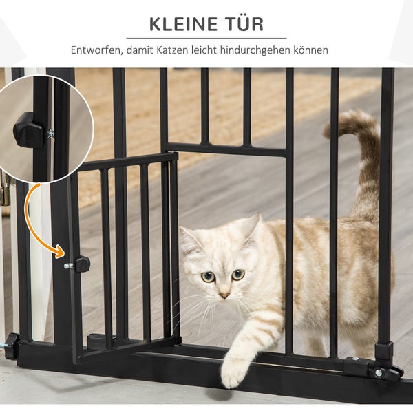 PawHut Schutzgitter, 74-80L x 3,5B x 104,1H cm, Stahl, Kunststoff, Schwarz