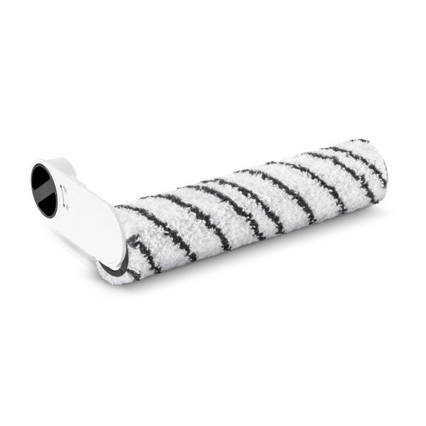 Helles Schlafzimmer mit Bett, Nachttisch und Tapete