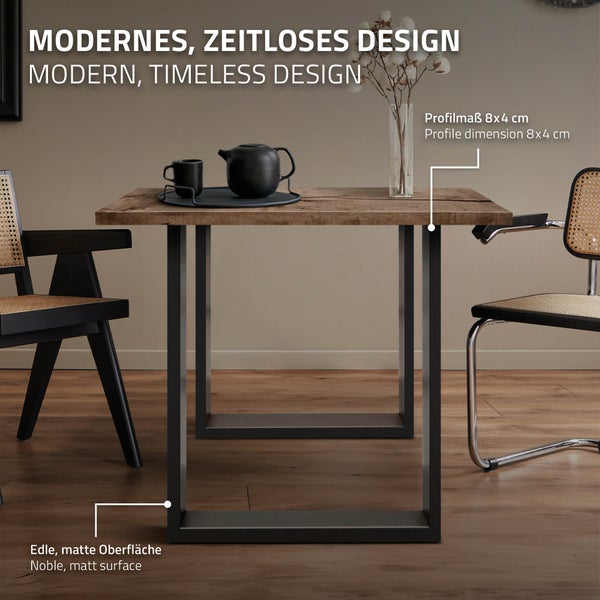 ECD Germany 2x Tischbeine aus Vierkantprofilen, 70 x 72 cm, Anthrazit, pulverbeschichtete Stahl, Industriedesign, Metall Tischkufen Tischuntergestell Tischgestell Möbelfüße, für Esstisch Schreibtisch