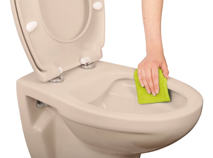 Calmwaters® Spülrandloses Hänge WC in Beige-Bahamabeige, Wand WC Abgang waagerecht, Tiefspül WC ohne Spülrand, Tiefspüler wandhängend, Wandtoilette aus Sanitärkeramik in Beige, 08AB6146